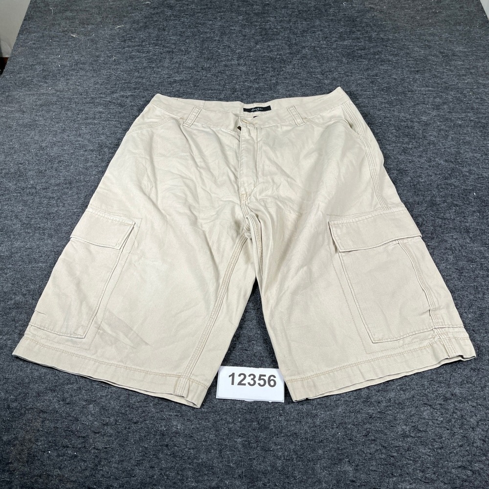 Sean John Cargo Shorts Mens 36 Beige Cotton Flat Front Streetwear Outdoor